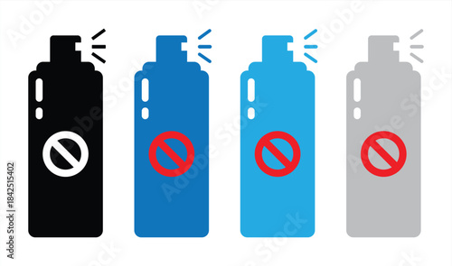 Modern Anti-Spray Can Icon Set for Safety and Prohibition Design Projects