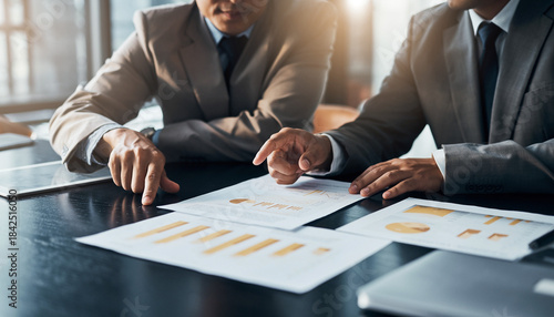 会議で資料を確認するビジネスパーソン