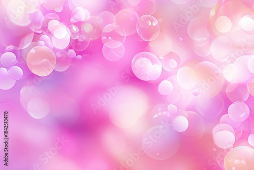 Soft, dreamy bokeh abstract with floating circles in shades of pink, purple, and white