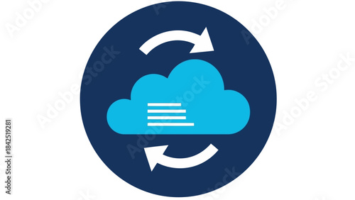Cloud data synchronization and two-way file transfer concept icon