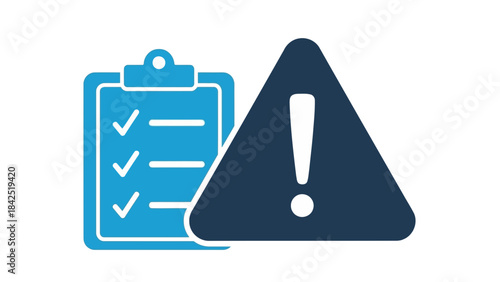 Icon illustrating a warning alert and a checklist for document verification or task management