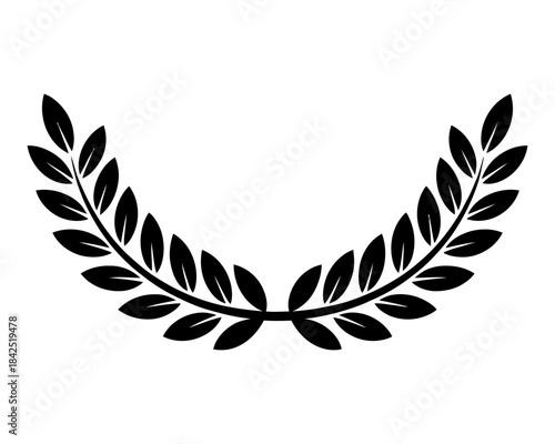 Stylized black laurel wreath vector illustration representing victory and honor