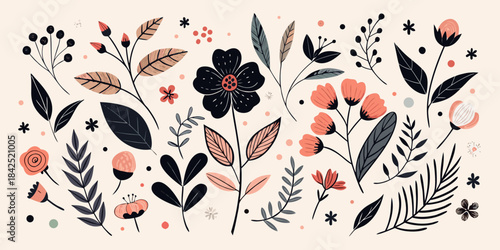 Delicate floral illustration with soft colors and botanical elements