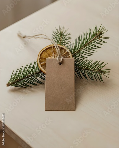 Christmas Gift Tag Decoration — Natural Rustic Holiday Packaging