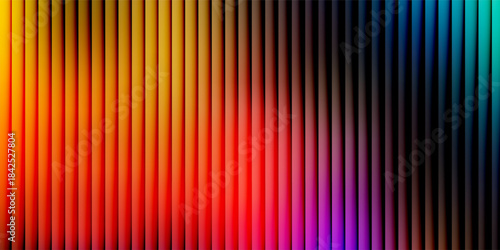Vibrant rainbow neon gradient flows through fractal glass. Smooth light waves create dynamic and vivid atmosphere full of energy and motion. Vivid neon colors blend and reflect.  Vector illustration