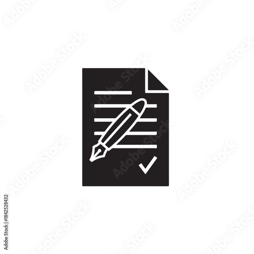 Signed Document Icon – Contract Agreement, Approval Form, Legal Paper Vector Symbol