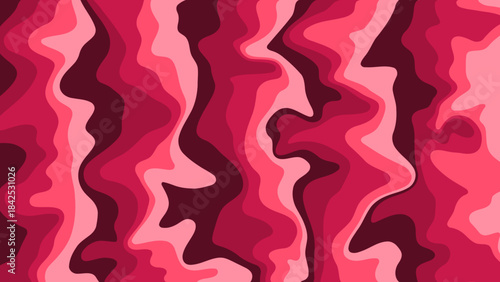 Abstract Cherry Pink and Burgundy Liquid Marble Vector, Romantic Wavy Background