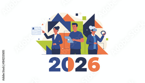 2026 technology adoption Professionals using VR and digital interfaces for future business