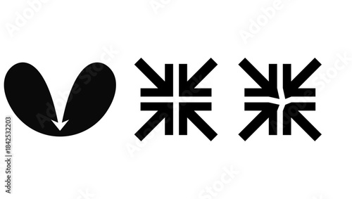 collapse symbol, black isolated silhouette