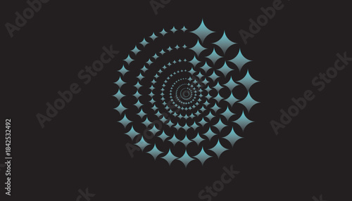 Blue spiral star pattern abstract design on dark background