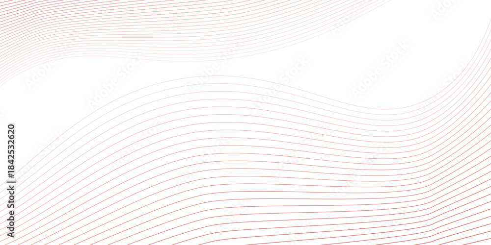 Naklejka premium Abstract red stripes flow line on the white background. Wavy digital technology line concept. Simpe design.