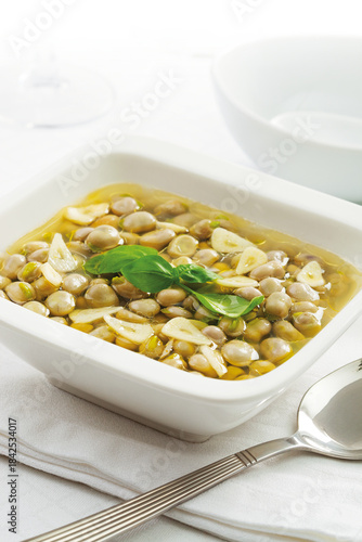 Broad bean soup, a traditional dish from the Portuguese cookbook.