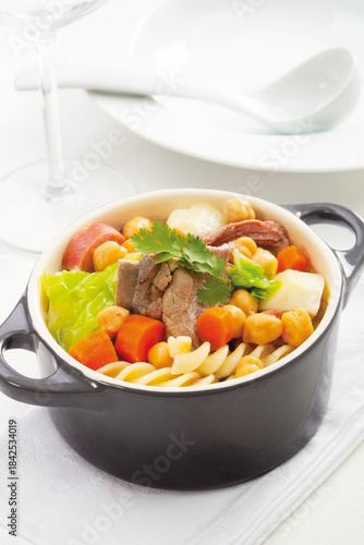 Canarian stew: a chickpea stew with various meats and pasta.