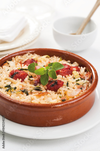Baked rice with sausages, Lamego style, Portugal