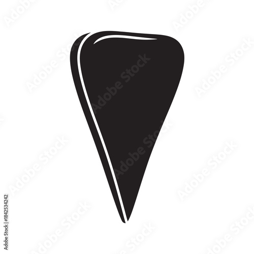 Black Guitar Pick Isolated on White Background Vector Icon
