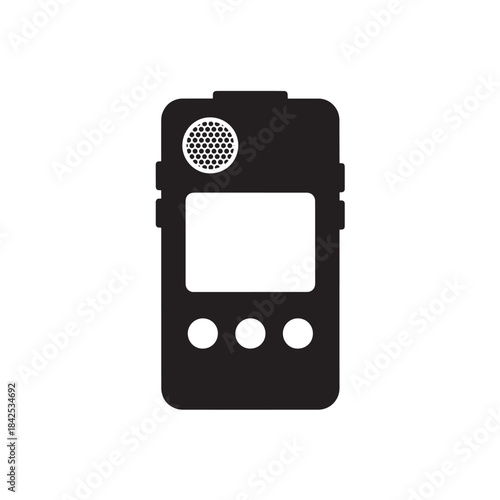 Voice Recorder Black Silhouette Icon Isolated on White Background Flat Design