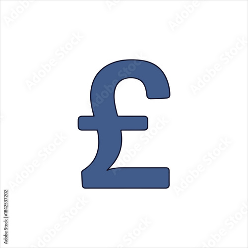 A solid blue, three-dimensional-looking graphic of the Pound sterling (£) currency symbol