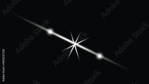 Diagonal Light Streak with Starburst and Orbs glow