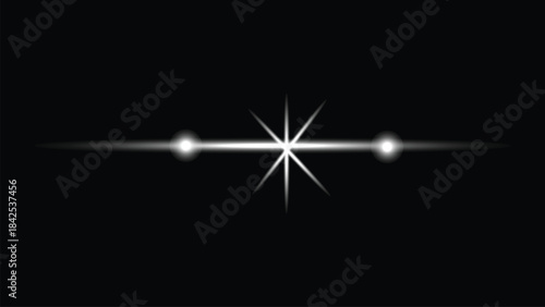 Horizontal Light Streak with Starburst and Orbs glow