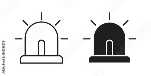 Siren icon in line design and solid black and white colors for designs