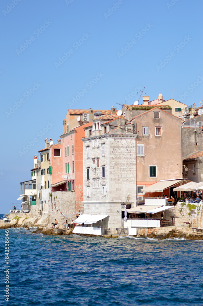 Obraz premium panorama of Rovinj seen from the harbor at bright summer day
