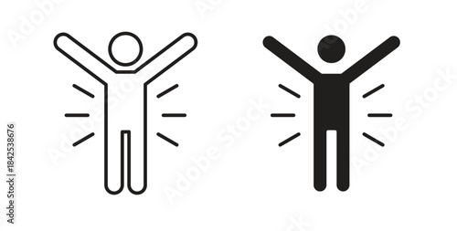 Success icon in line design and solid black and white colors for designs