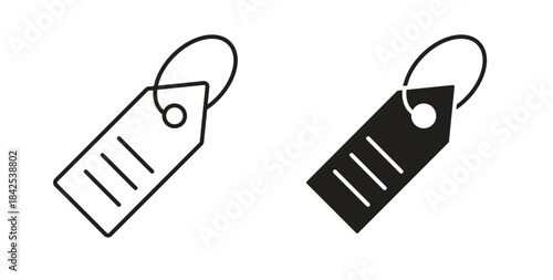 Tag icon in line design and solid black and white colors for designs