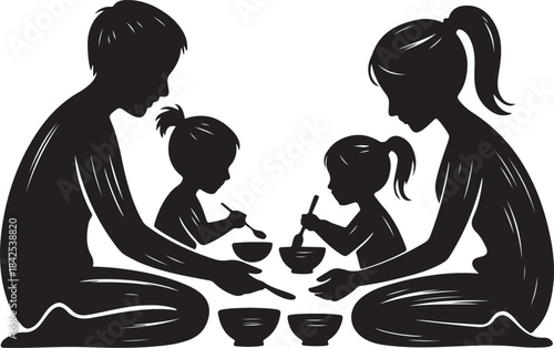 Family sharing meal together in harmony