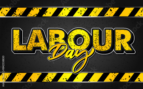 labor day construction grunge texture warning style editable text effect font style template
