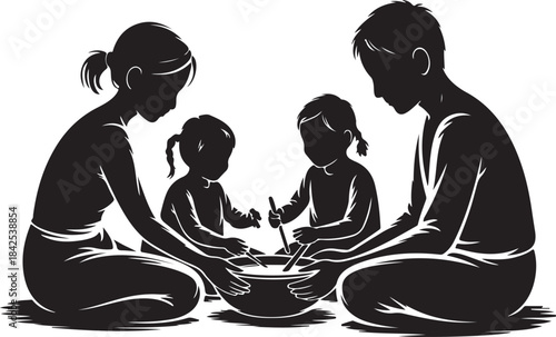 Family sharing meal together in harmony