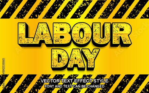 labor day yellow construction line editable text effect font style grunge texture template