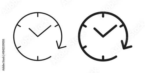 Time forward icon in line design and solid black and white colors for designs