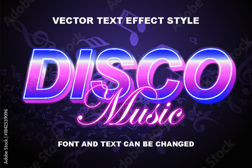 disco music festival club party typography editable text effect font style template background design