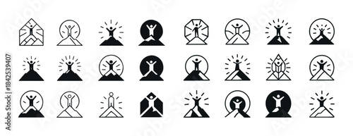 Set of abstract icons depicting empowerment and success themes