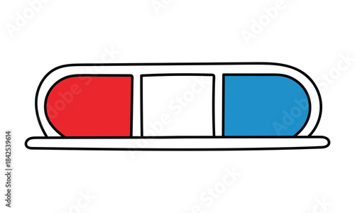 Simple hand drawn illustration of a red white and blue police light bar