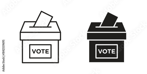 Voting icon in line design and solid black and white colors for designs
