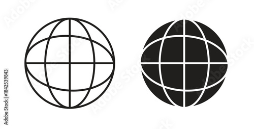 Website icon in line design and solid black and white colors for designs