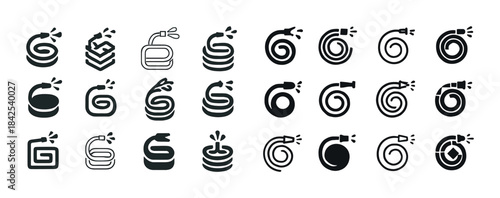 Minimalist black and white modern logo set for plumbing and pipe