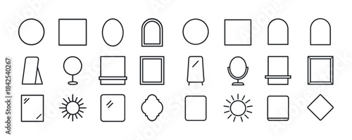 Collection of diverse mirror shapes and styles including round,
