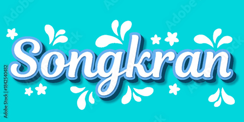 songkran traditional festival water splash typography lettering editable text effect font style template