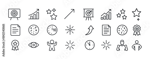 Collection of minimalist achievement and progress icons