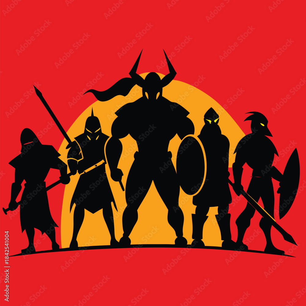 Obraz premium silhouette of a group of soldiers