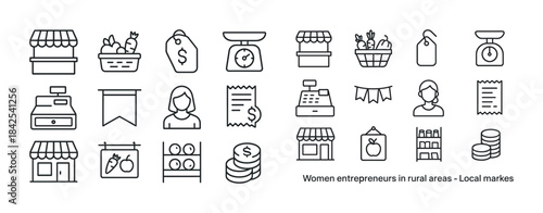 Icons of women entrepreneurs in rural markets featuring local go