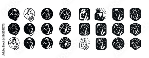 Abstract jazz musicians icons in monochrome style