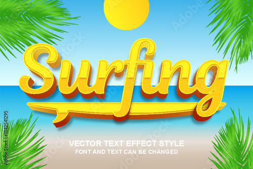 surfing summer tropical paradise beach editable text effect font style template typography lettering