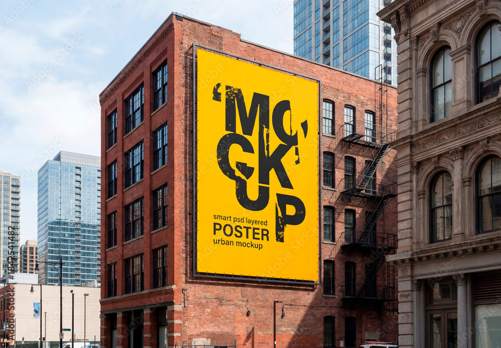 Large Building Poster Mockup Stock Template | Adobe Stock