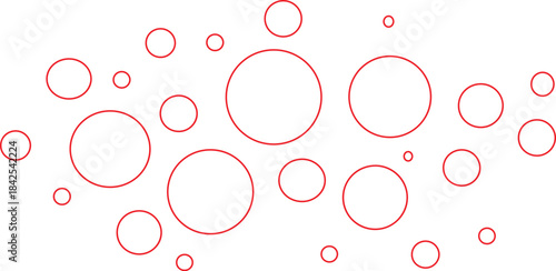 pattern of various-sized red circles and rings on a white background. This design is available as a stock illustration and a physical product. 