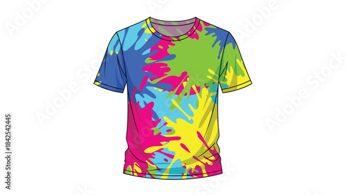 Vibrant multicolored tie dye t shirt design on