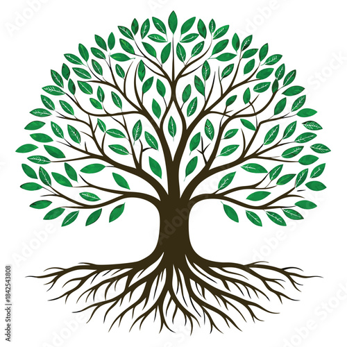 vector tree with green leaves