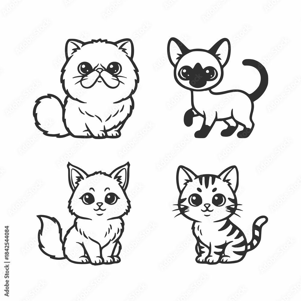 Obraz premium Animal Mascot Logo Design, Kitten Kawaii Sticker, Apparel & Kids Decal Art